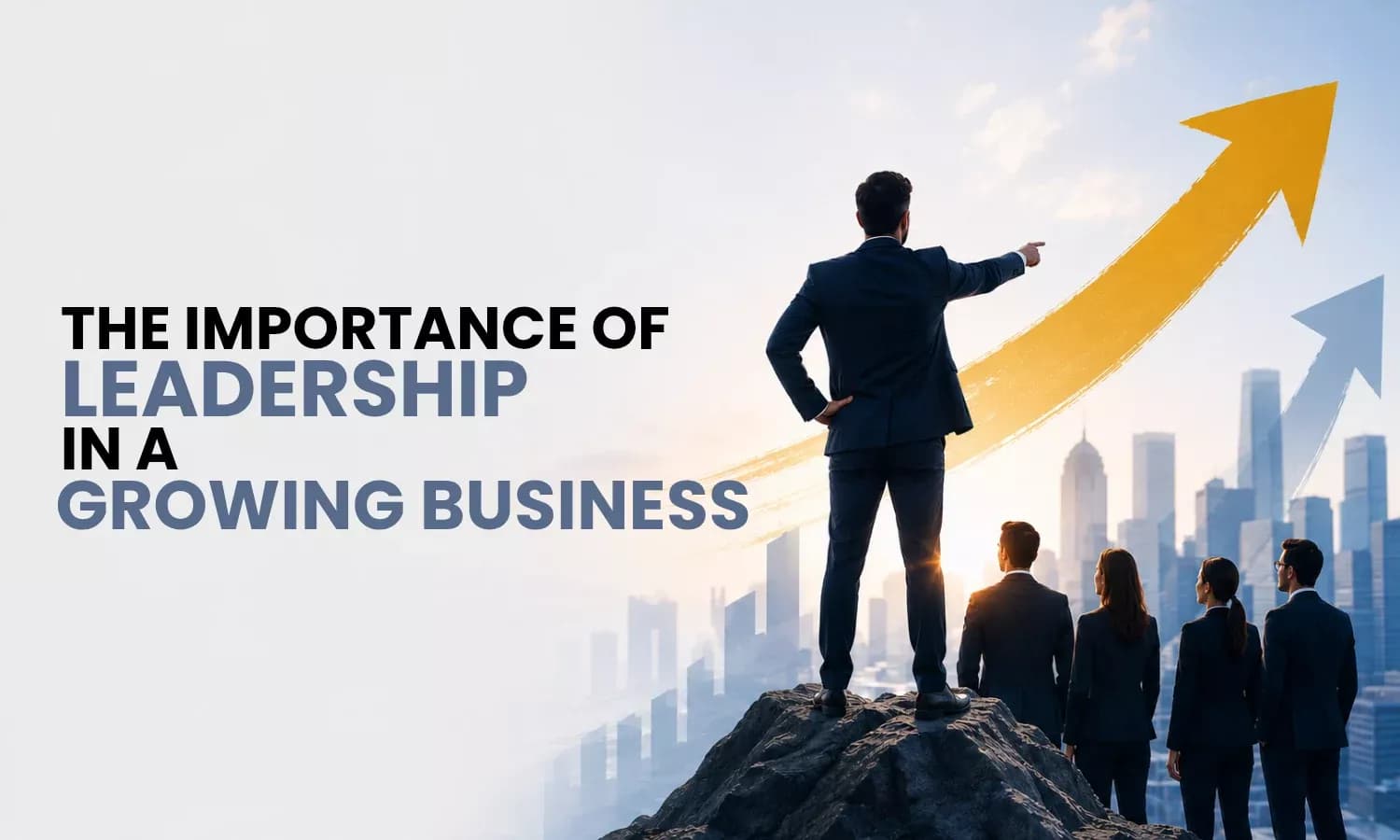Illustration showing the importance of leadership in a growing business, with a 