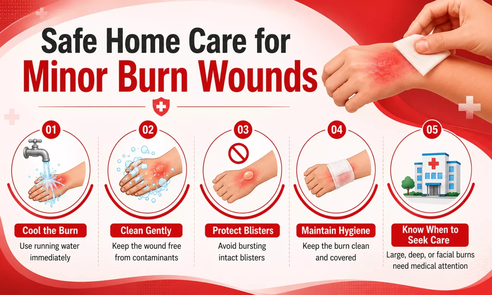 Learn how to identify the warning signs of an infected burn wound, including inc