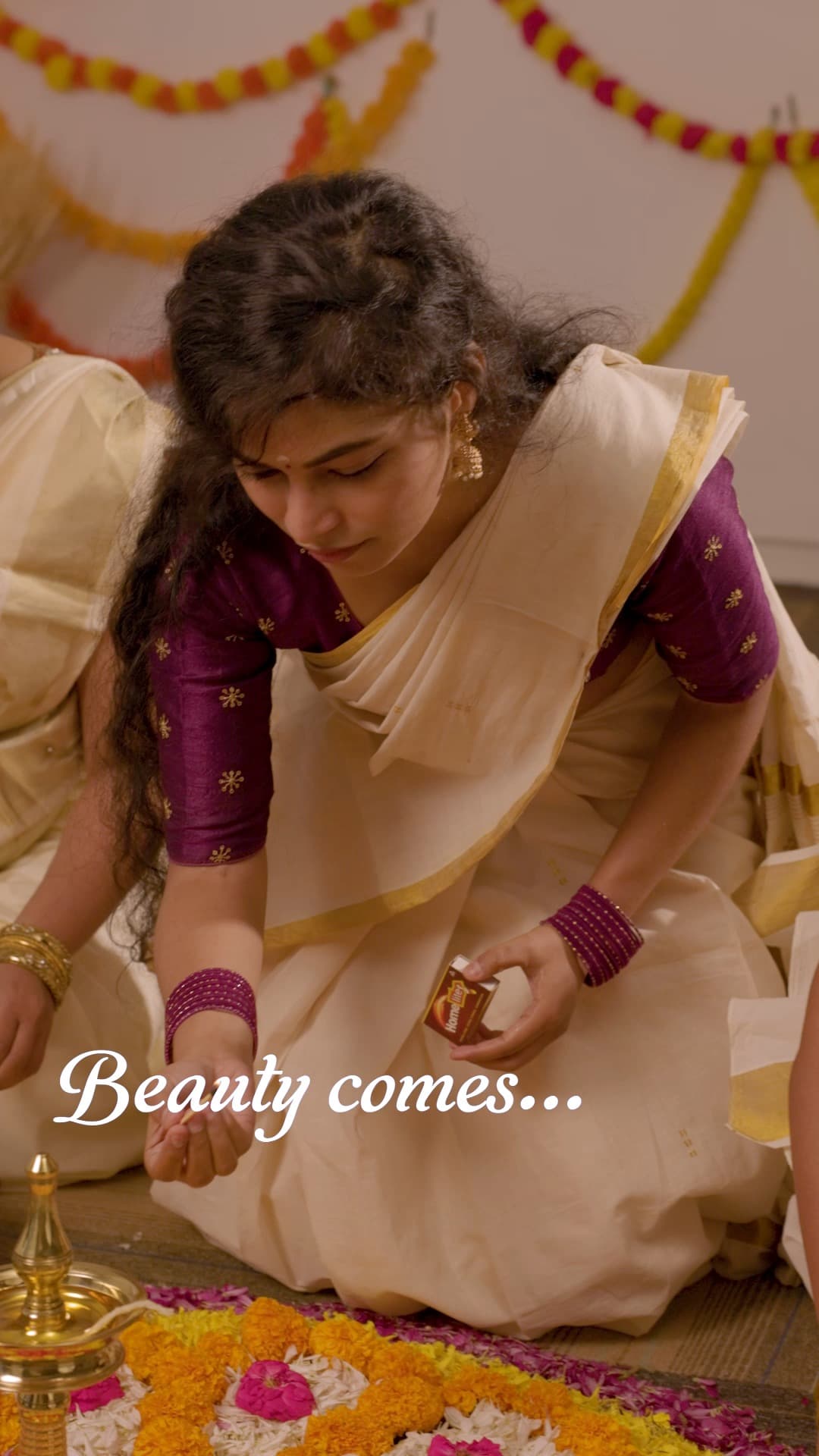 The house is swept, the flowers are sorted, and the pookalam is coming to life. 