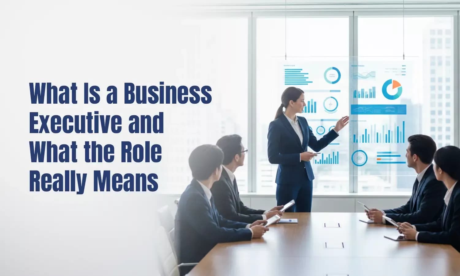 A business executive is a professional who helps a company grow by managing clie
