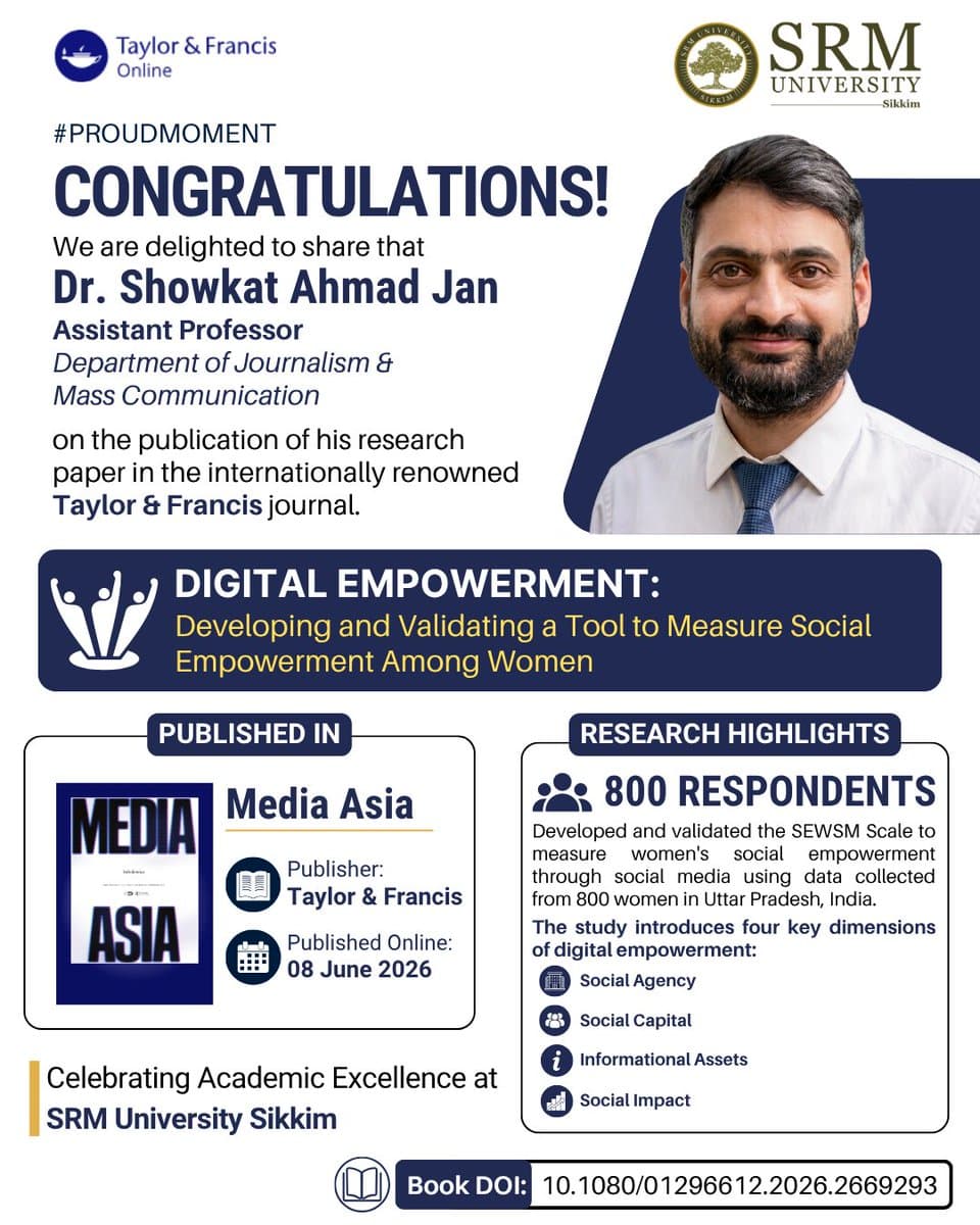 Congratulations to Dr. Showkat Ahmad Jan on publishing his research in Taylor &a