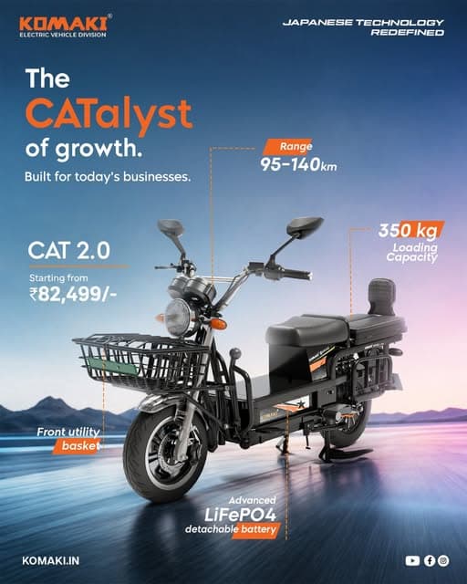 Your business deserves an EV that works as hard as you do. The Komaki CAT 2.0 co